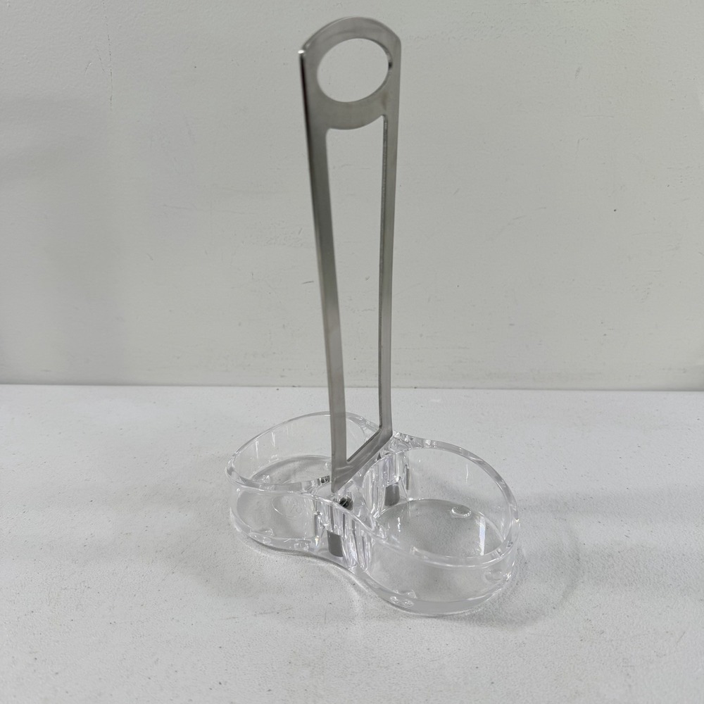 Pampered Chef Salt & Pepper Grinder Replacement Caddy Holder Acrylic Stainless